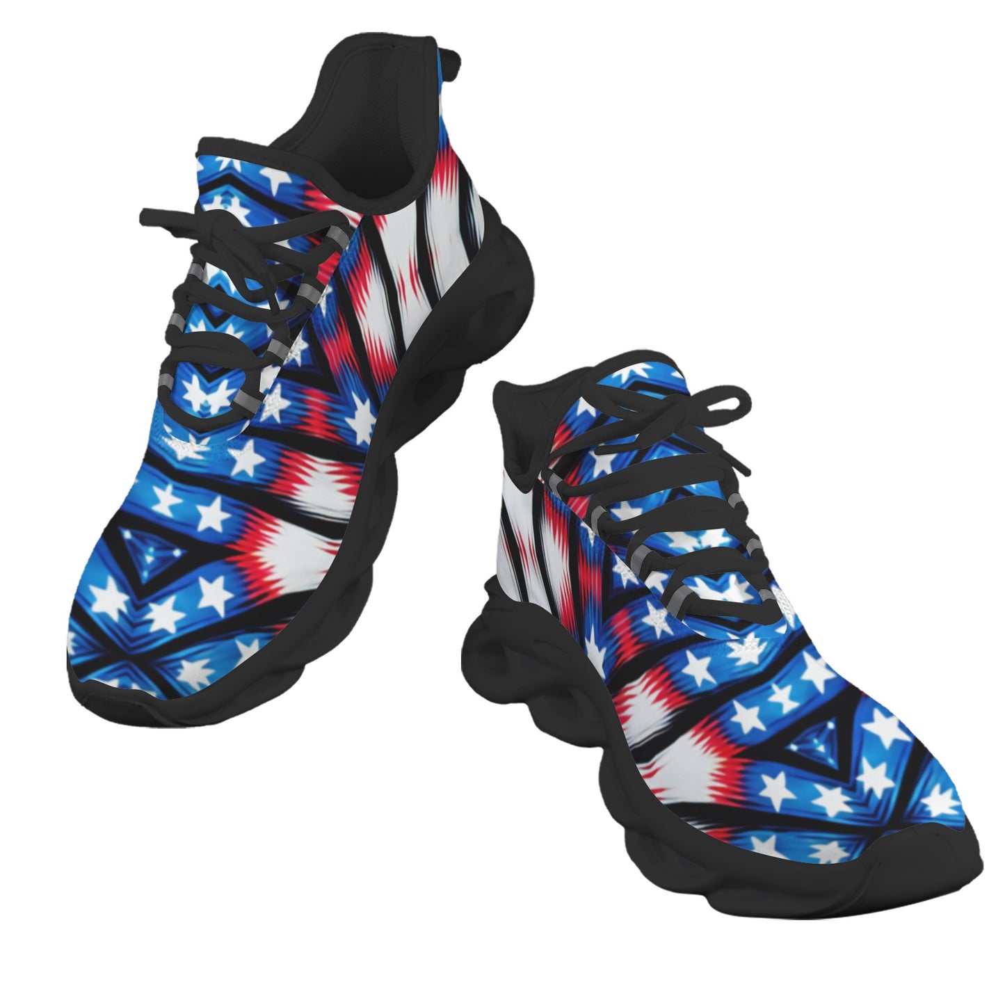 Men's Red White Blue Geometric Pattern All-Over Print All Over Print Twisted Sole Sneakers