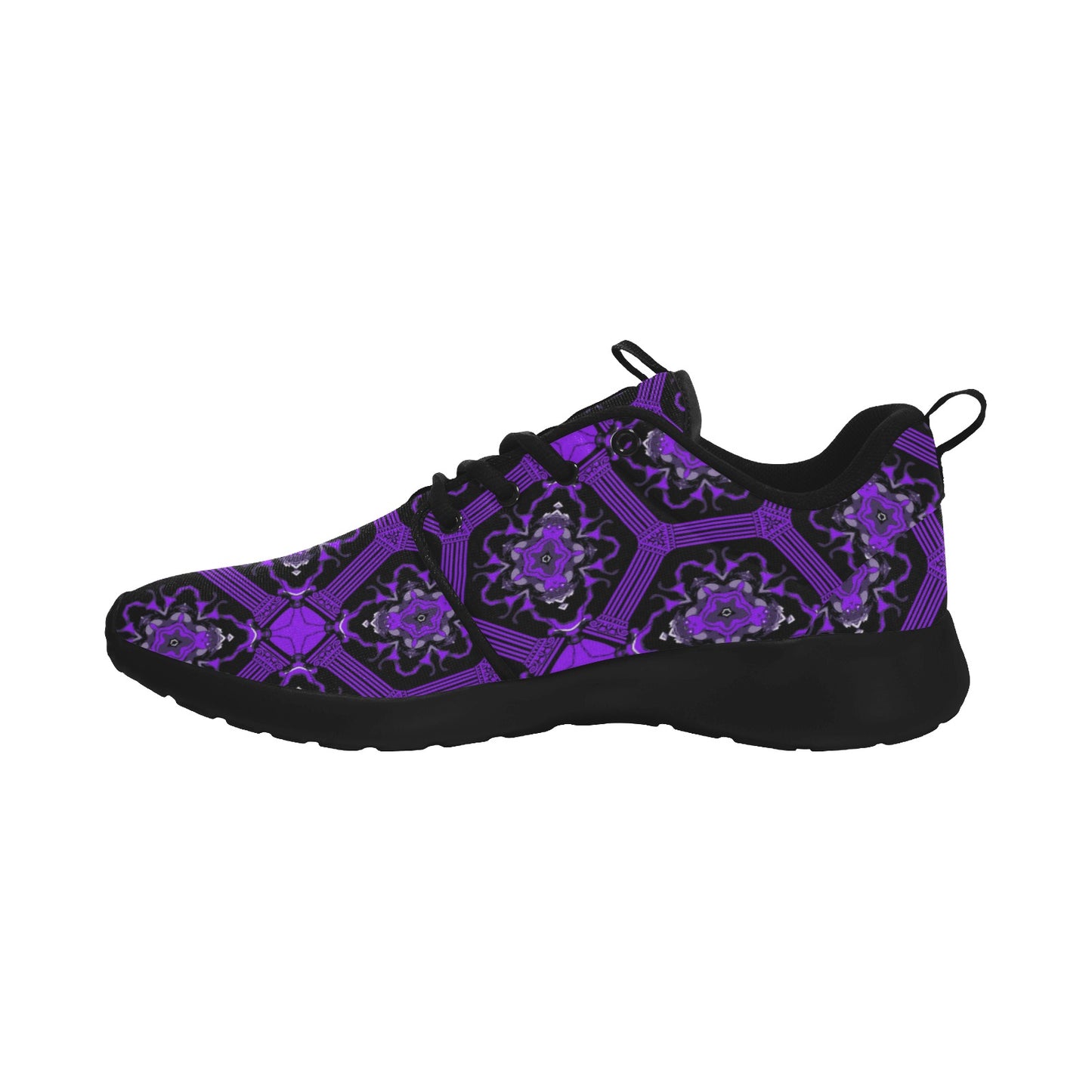 Women's Purple Gothic Mandala Pattern Pull Loop Sneakers