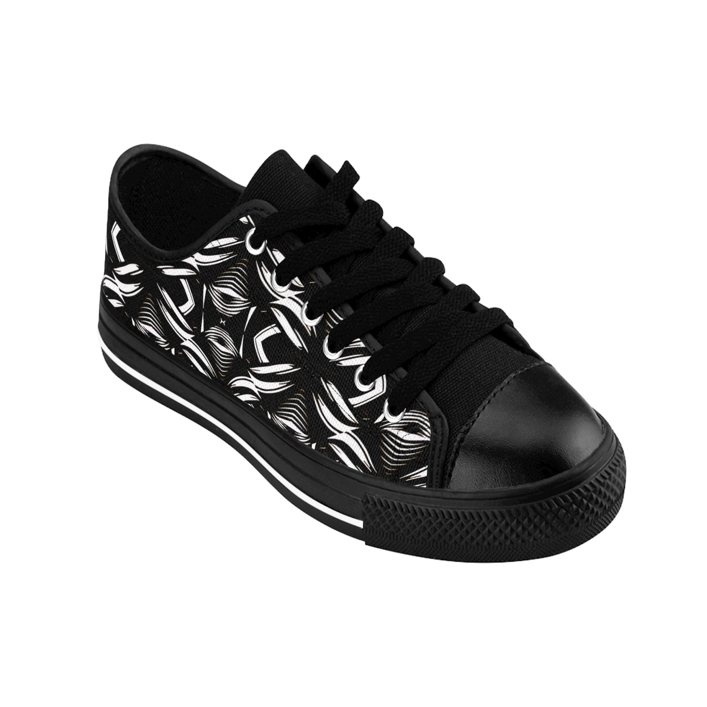 Men's Black Geometric Pattern Low-Tops Sneakers