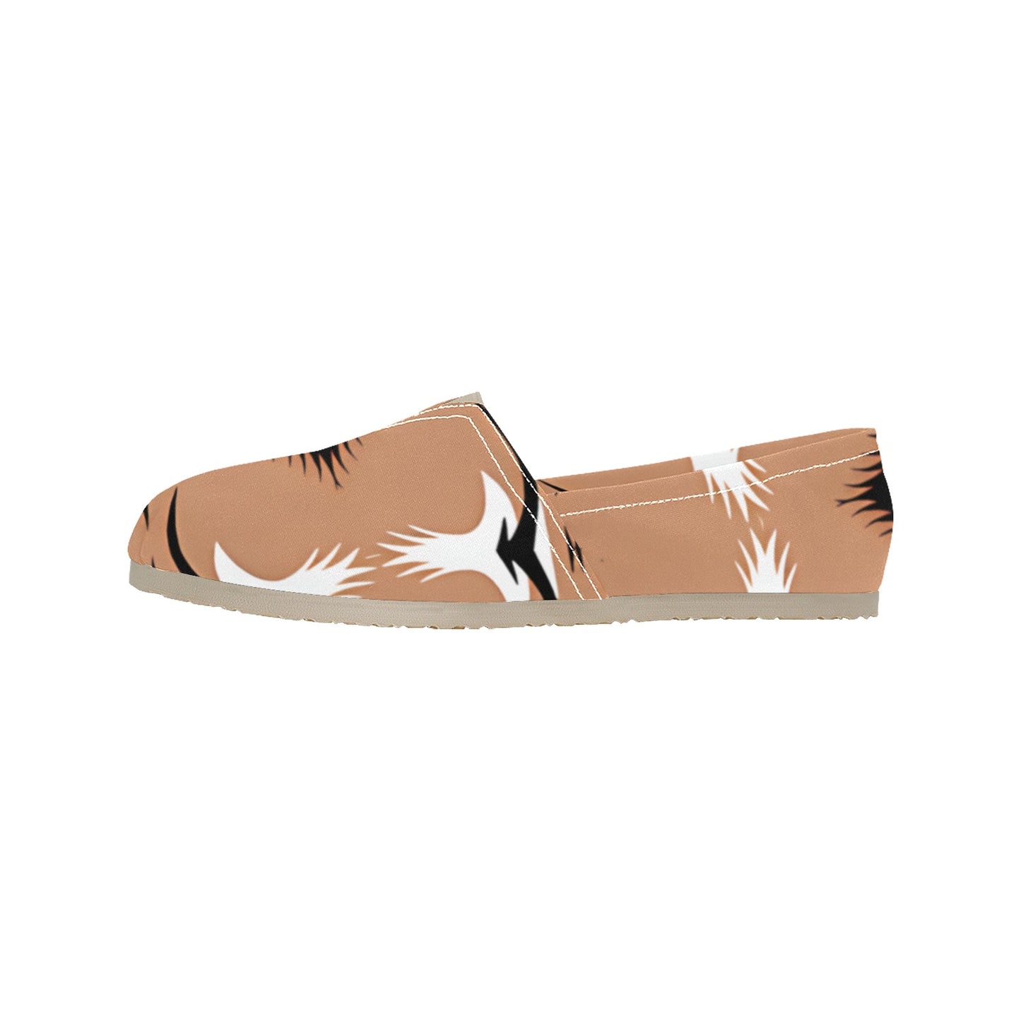 Women's Retro Brown Floral Wave Design Classic Canvas Slip-On