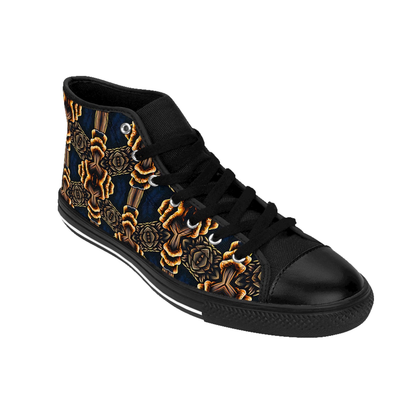 Men's Geometric Gold & Black Pattern High Top Sneakers