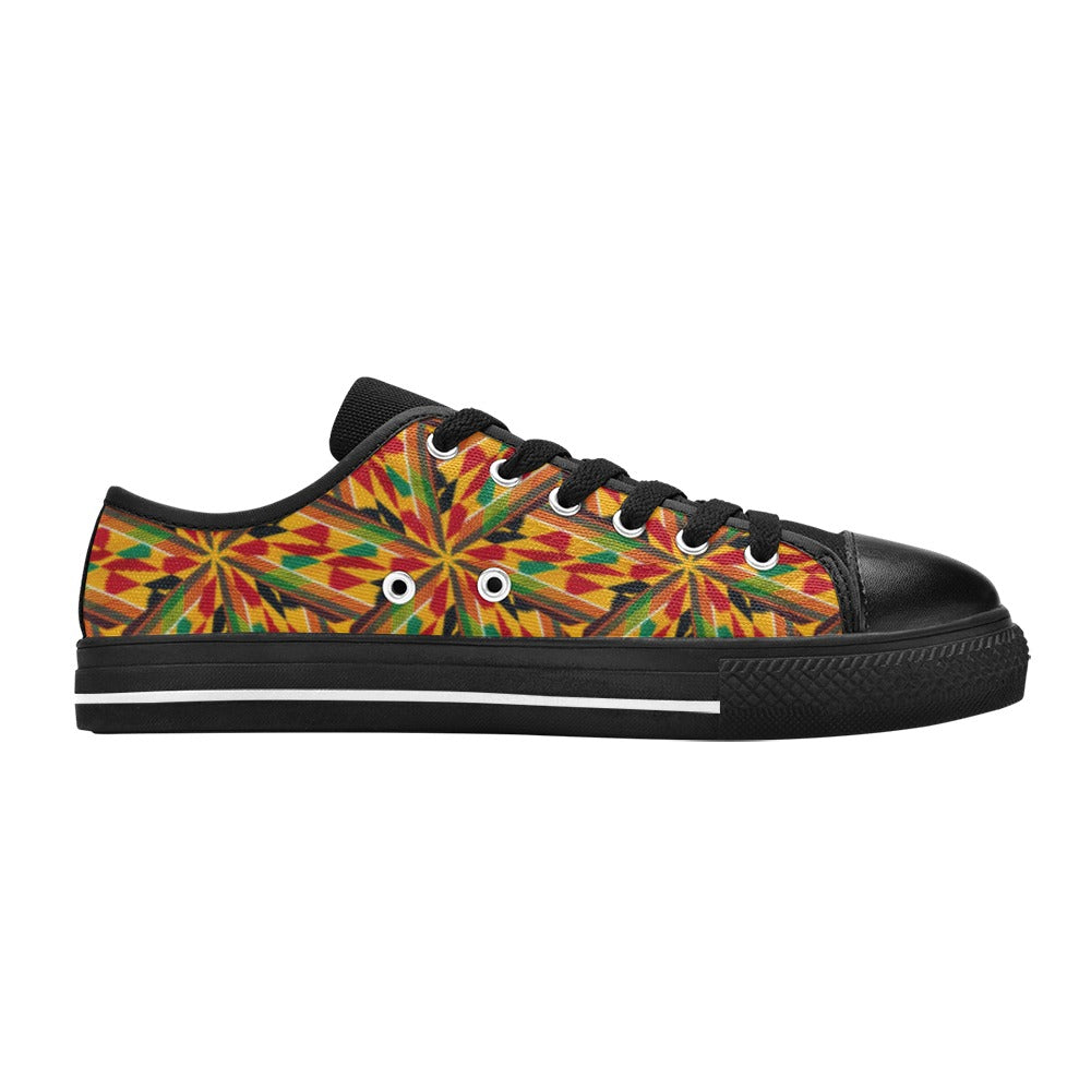Men's Vibrant African Kente Geometric Pattern All-Over Print Low Top Canvas Shoes