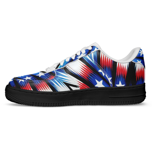 Men's Red White Blue Geometric Pattern All-Over Print Core Low Shoes