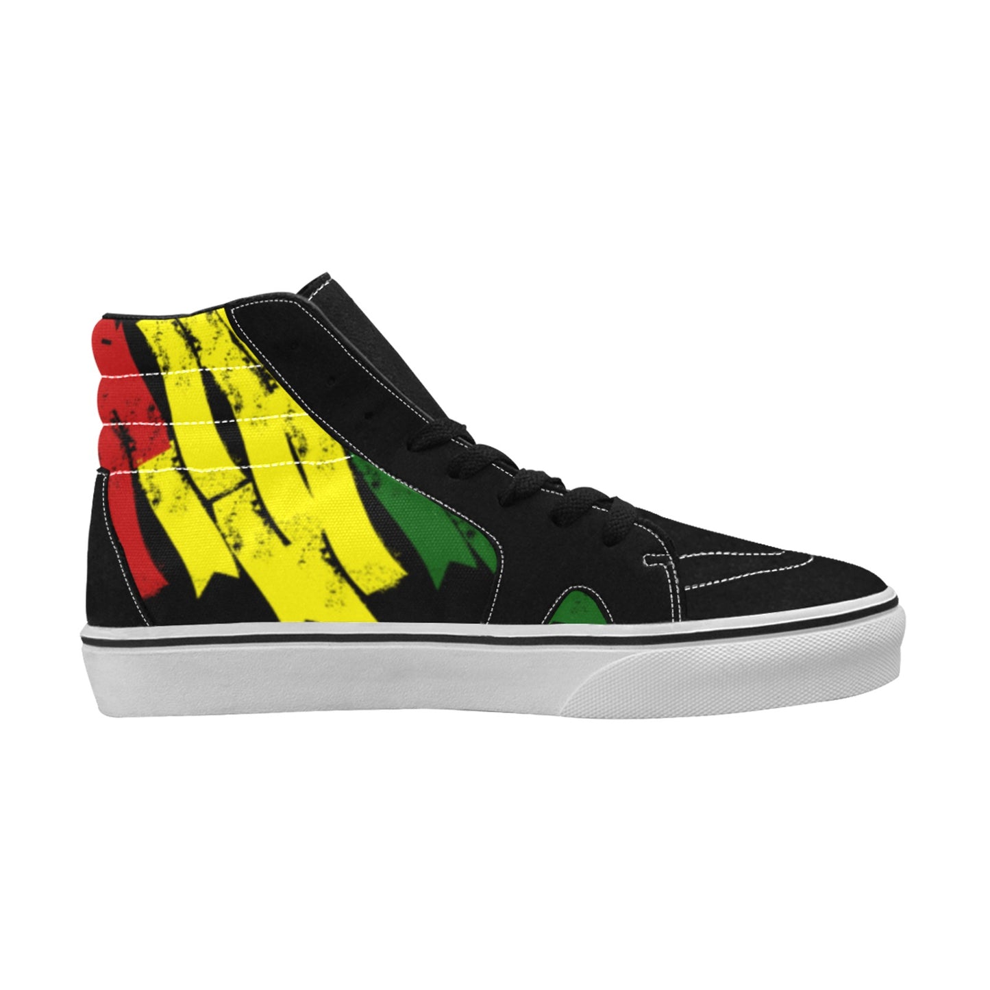 Men's Red Yellow Green and Black Stars High Top Skateboarding Shoes