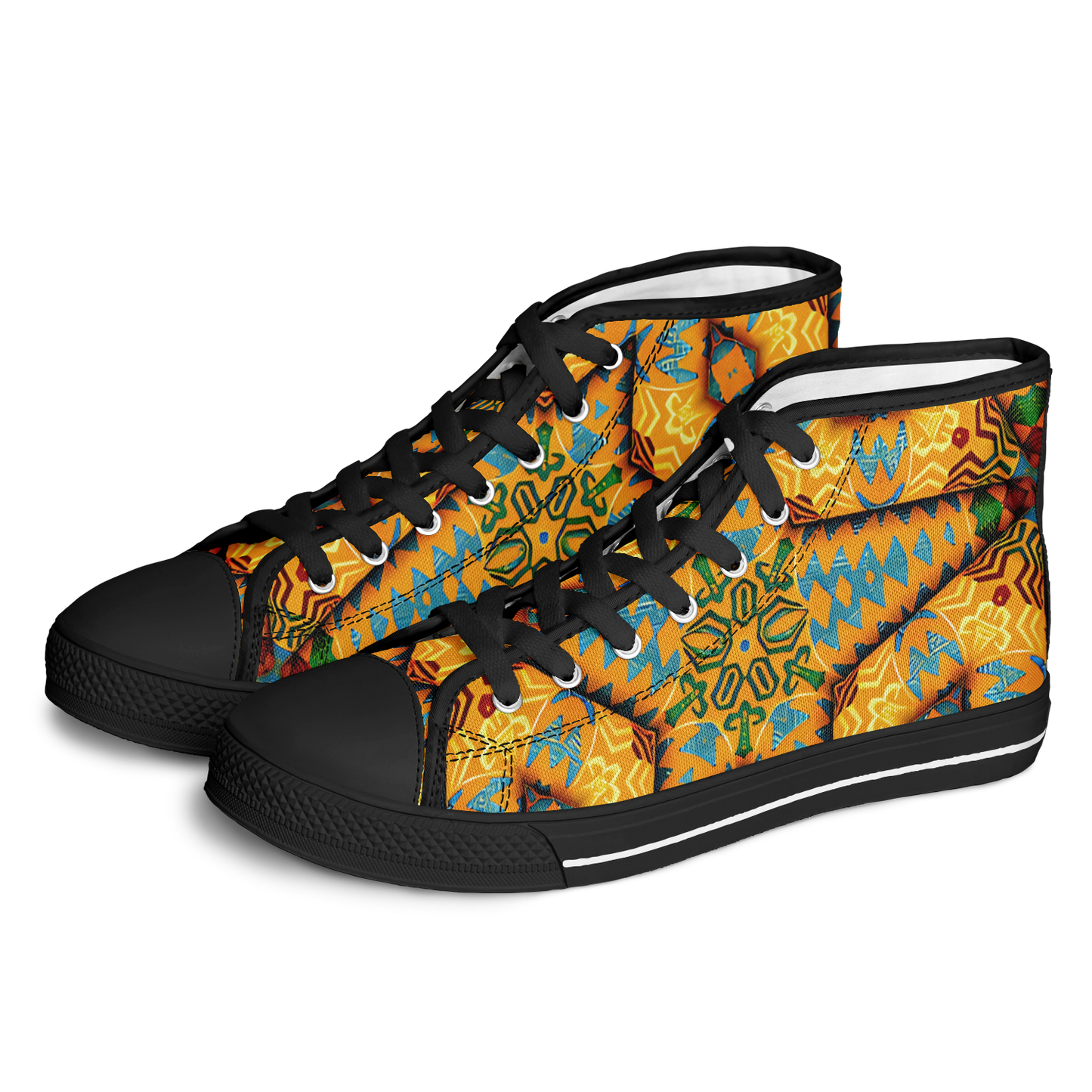Men's Golden Geometric Mosaic Pattern Urban Peak High Top Shoes