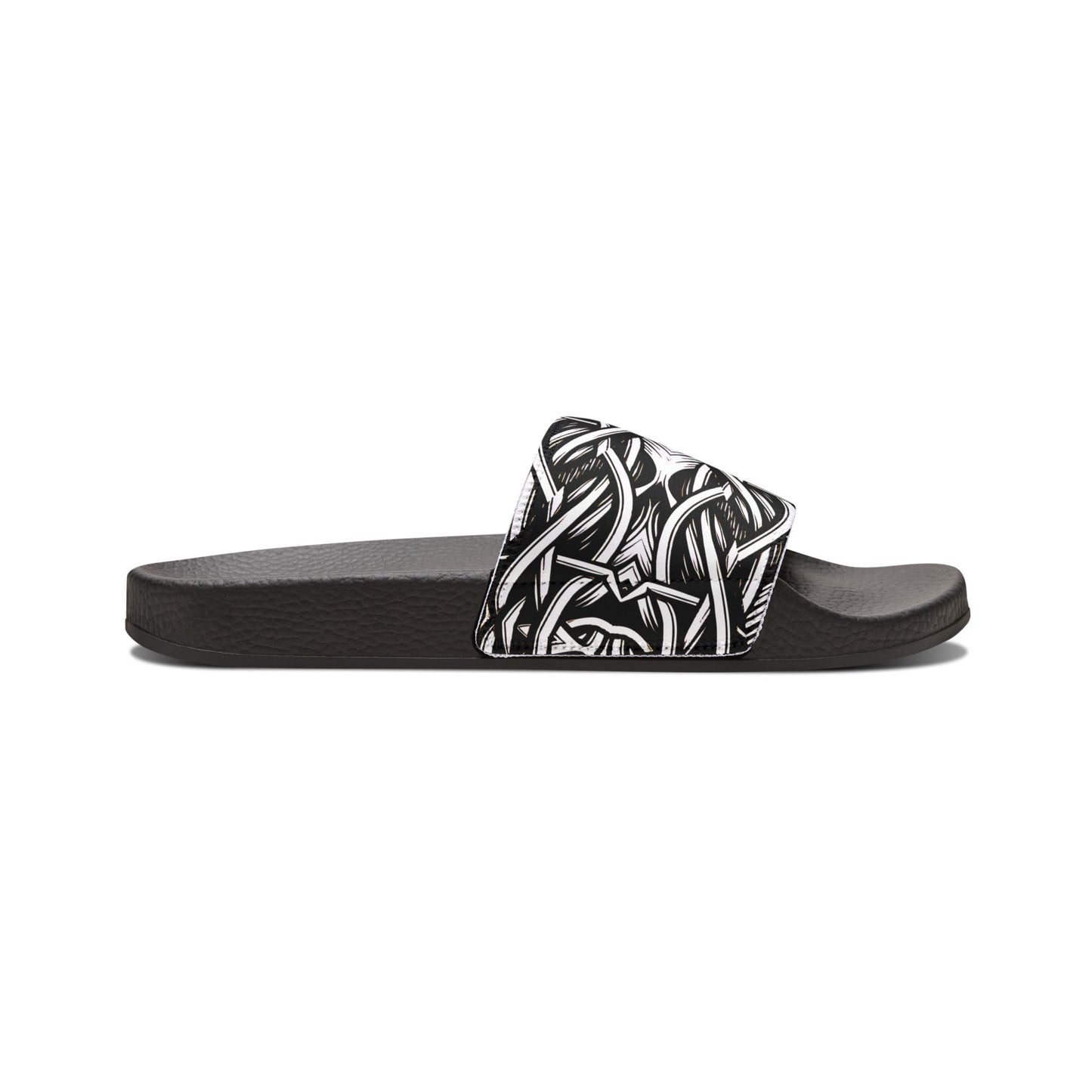 Men's Black Chain Link Slide for Casual, Beach & Pool Removable-Strap Sandals