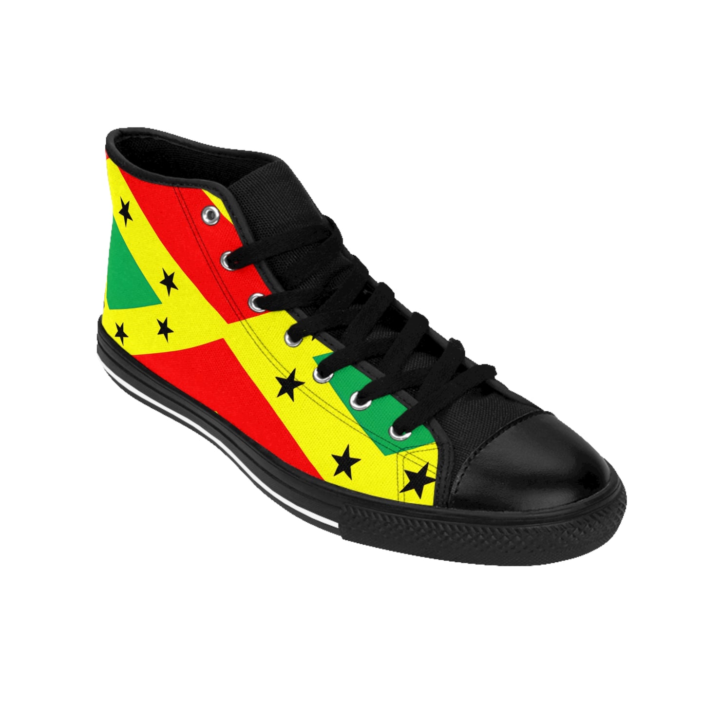 Men's Red Yellow Green Black Stars Flag High Top Sneakers