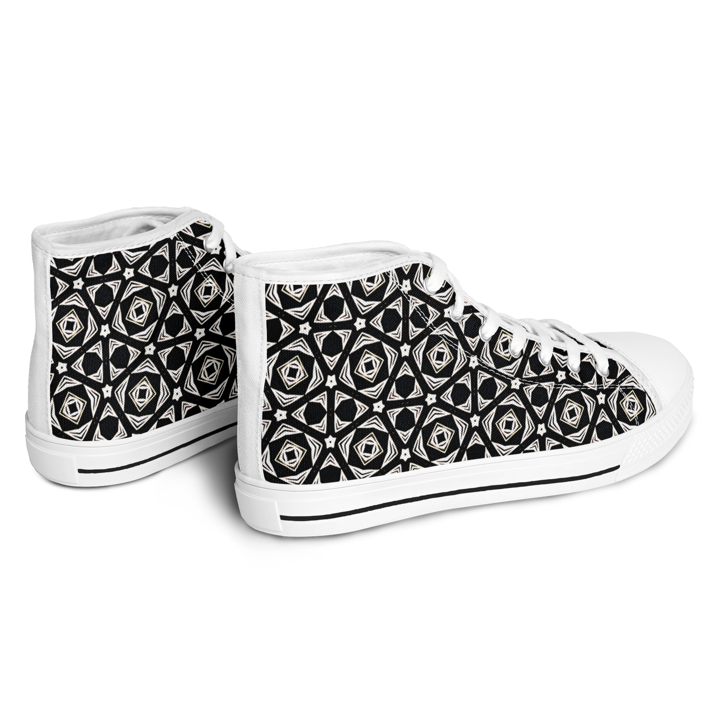 Women's Black Geometric Pattern Urban Peak High Top Shoes