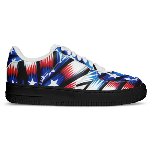 Women's Red White Blue Geometric Pattern All-Over Print Core Low Shoes