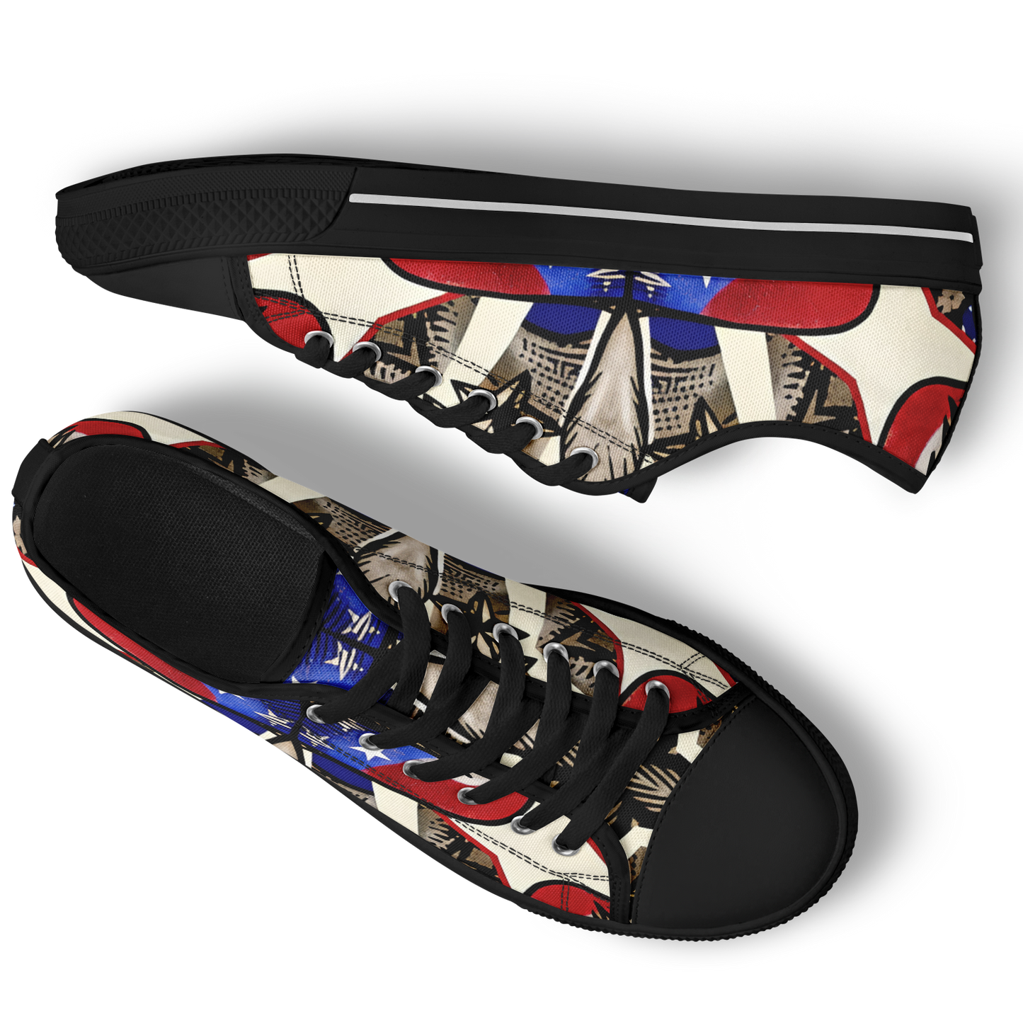 Women's Patriotic Stars & Cross Kaleidoscope Pattern All-Over Print Urban Peak Low Shoes