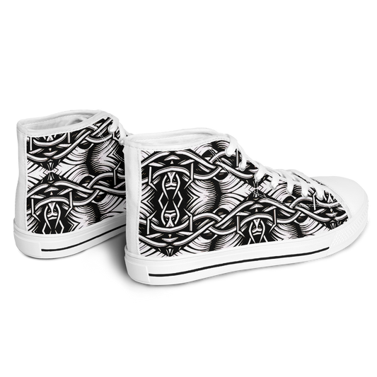 Women’s Black Intricate Silver Chain Tattoo Pattern High Urban Peak High Top Shoes
