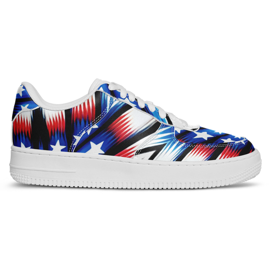 Women's Red White Blue Geometric Pattern All-Over Print Core Low Shoes