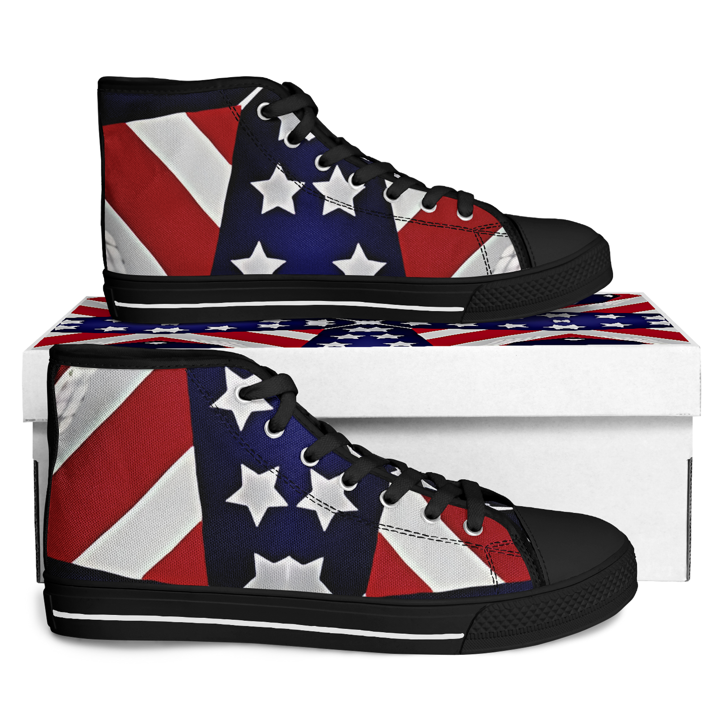 Women's Patriotic Star Flag Polo Shirt Urban Peak High Top Shoes
