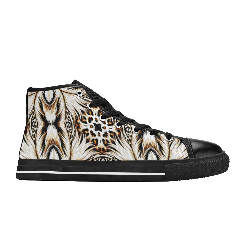 Women's Golden Baroque Pattern All-Over Print Classic High Top Canvas Shoes.
