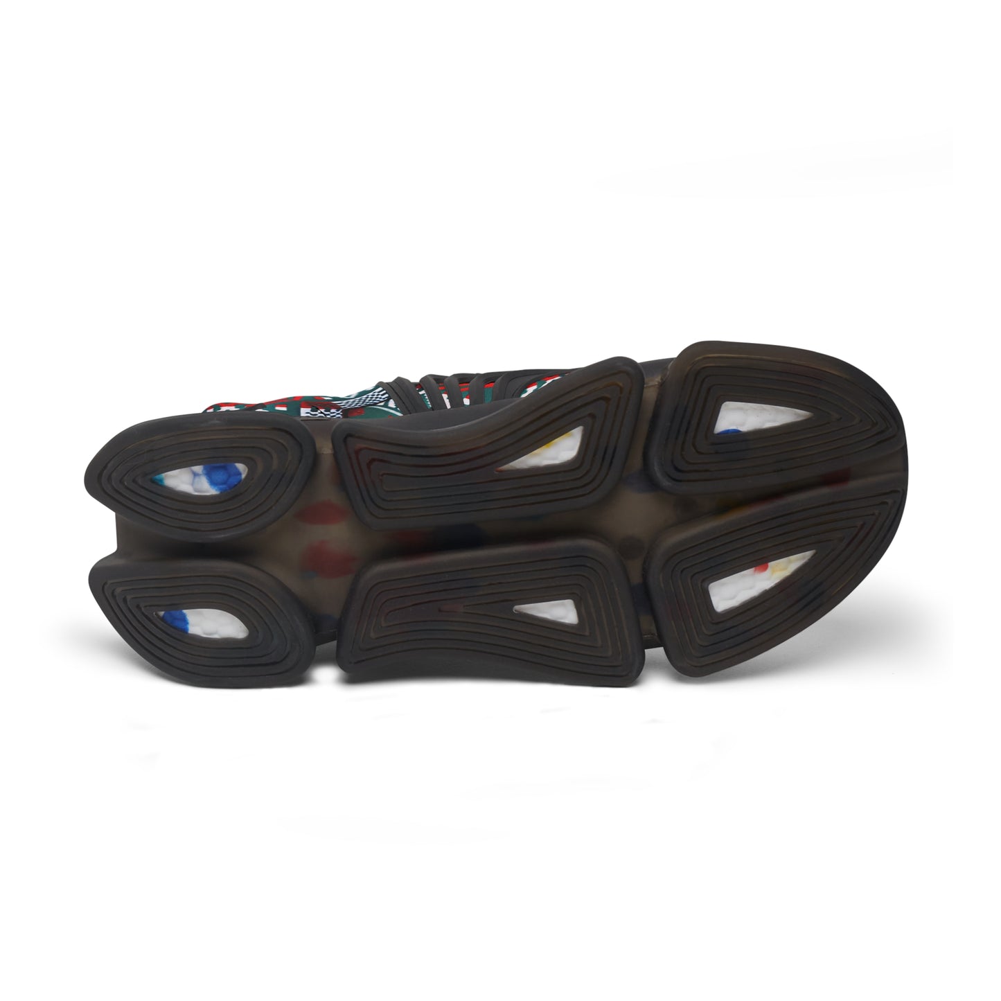 Women's Red & Teal Aztec Geo Pattern All Over Print Mesh Sneakers
