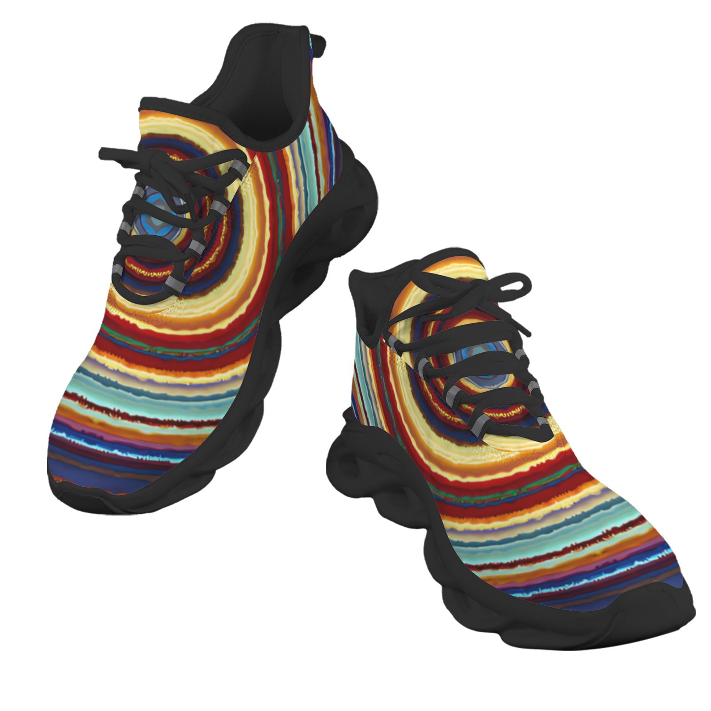 Women's Retro Radiant Circle Pattern All-Over Print Twisted Sole Sneakers