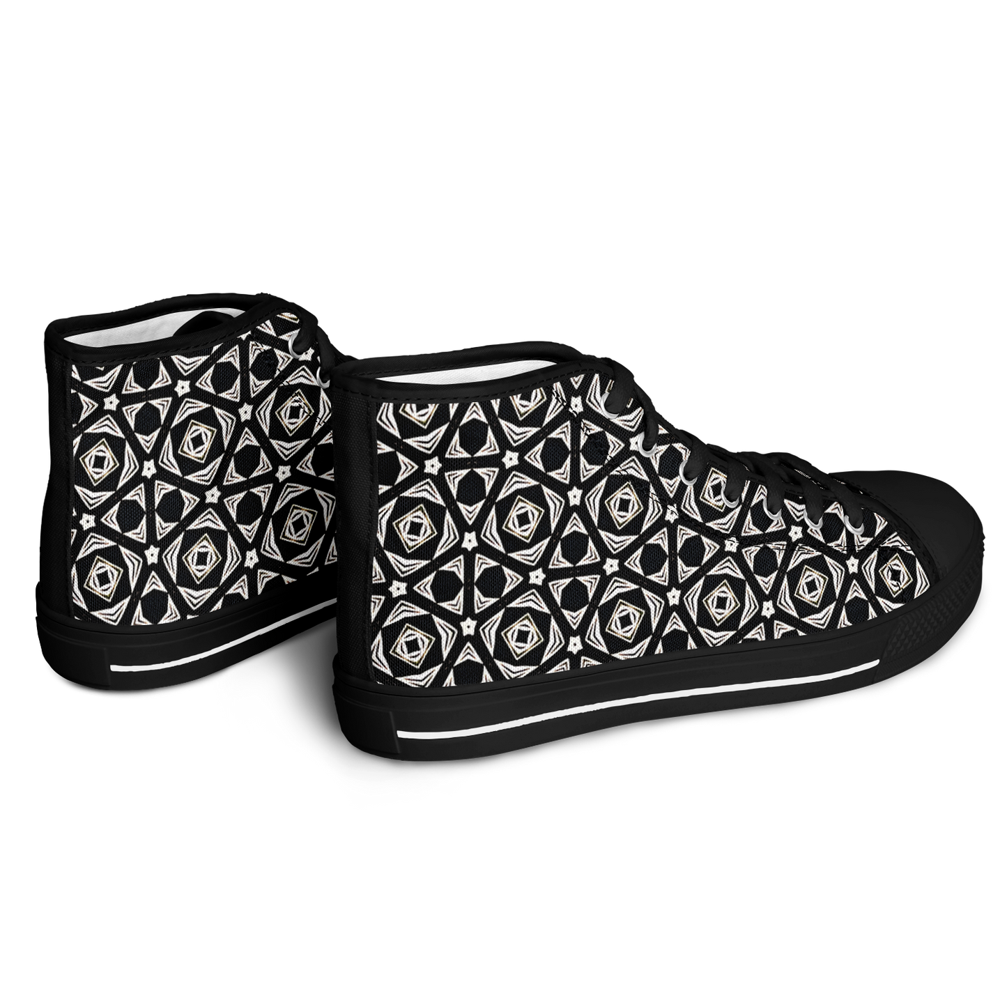 Women's Black Geometric Pattern Urban Peak High Top Shoes