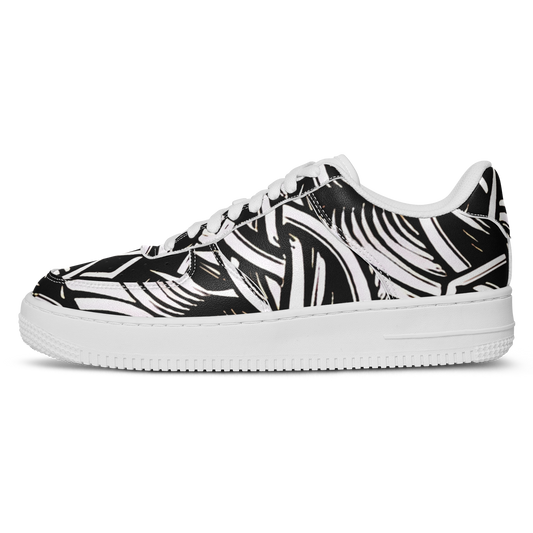 Men’s Black Intricate Silver Chain Tattoo Pattern High Core Low Shoes