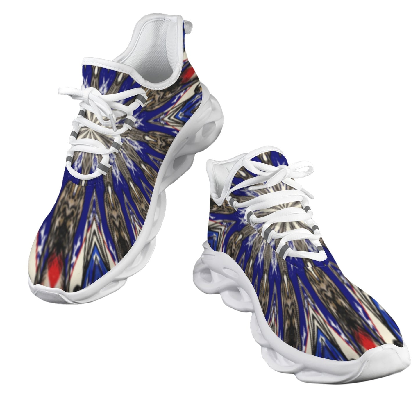 Men's Starburst Patriotic Colors Pattern All-Over-Print Twisted Sole Sneakers