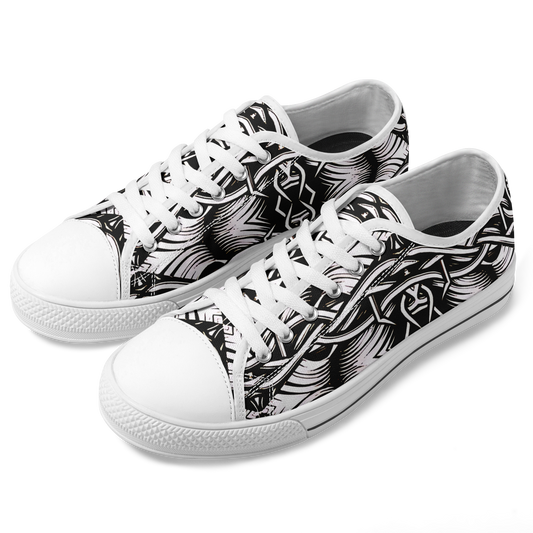 Men’s Black Intricate Silver Chain Tattoo Pattern Urban Peak Low Shoes