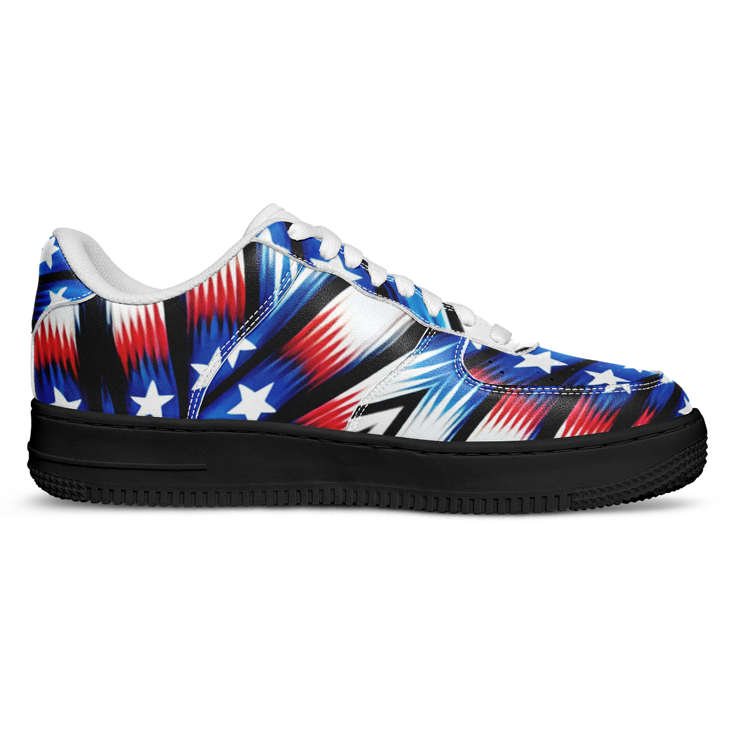 Men's Red White Blue Geometric Pattern All-Over Print Core Low Shoes
