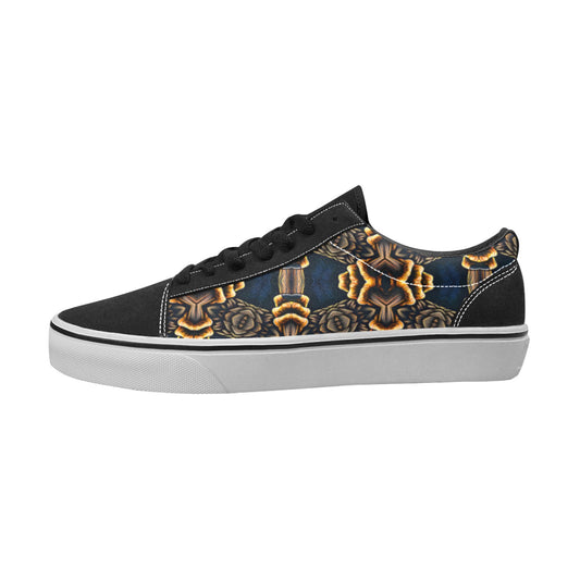 Women's Geometric Gold & Black Pattern Low Top Skateboarding Shoes