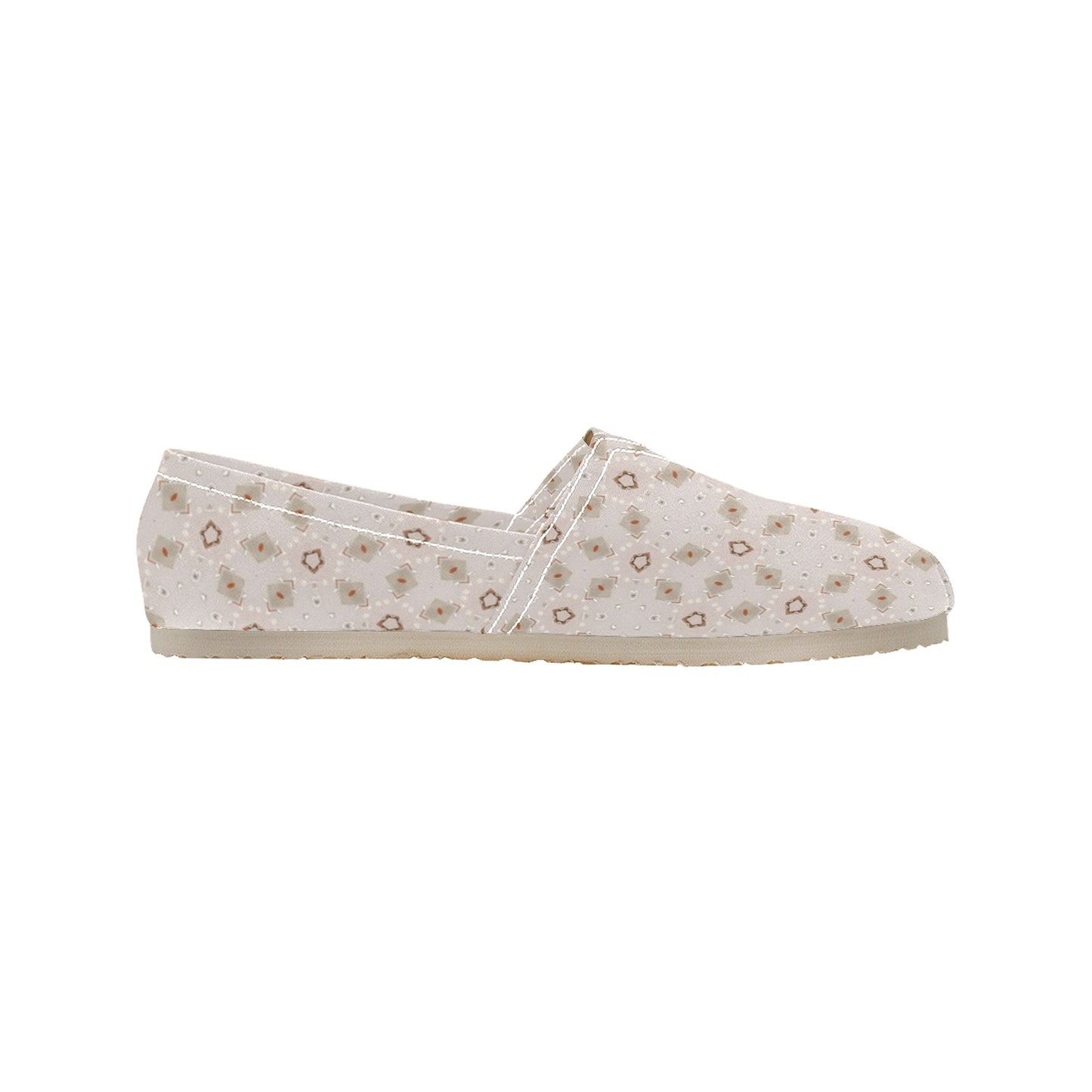 Women's Beige Floral Mandala Pattern Classic Canvas Slip-On