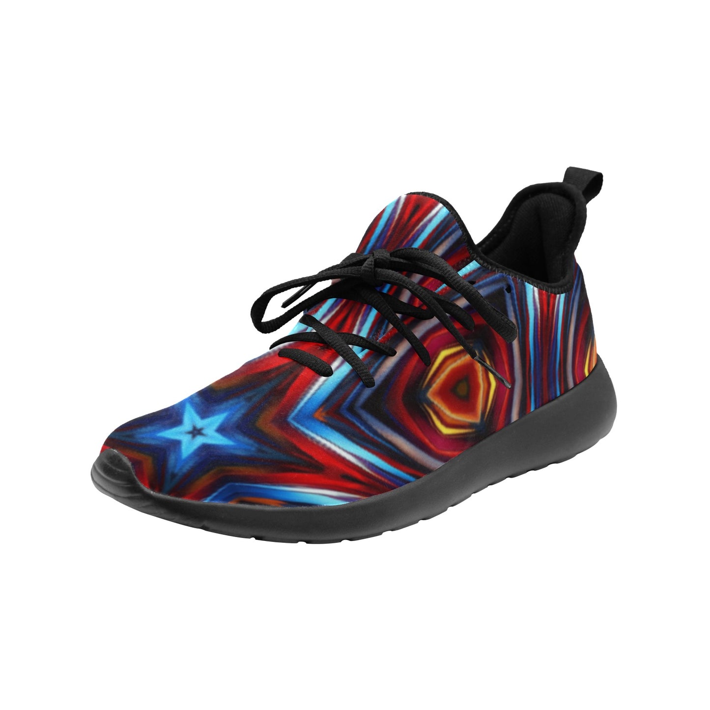 Women's Patriotic Red White Blue Geometric All Over Print One-Piece Vamp Sneakers