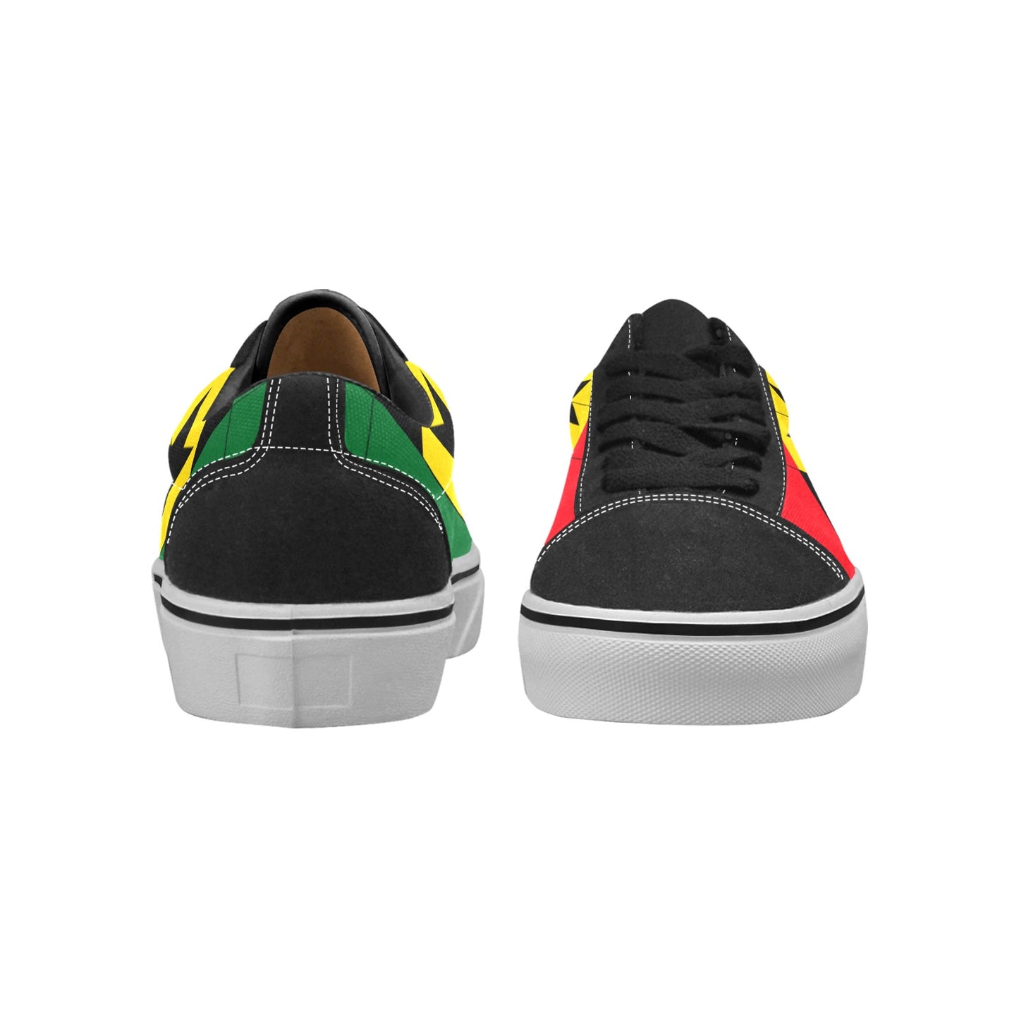 Men's Red Yellow Green and Black Stars Men's Low Top Skateboarding Shoes
