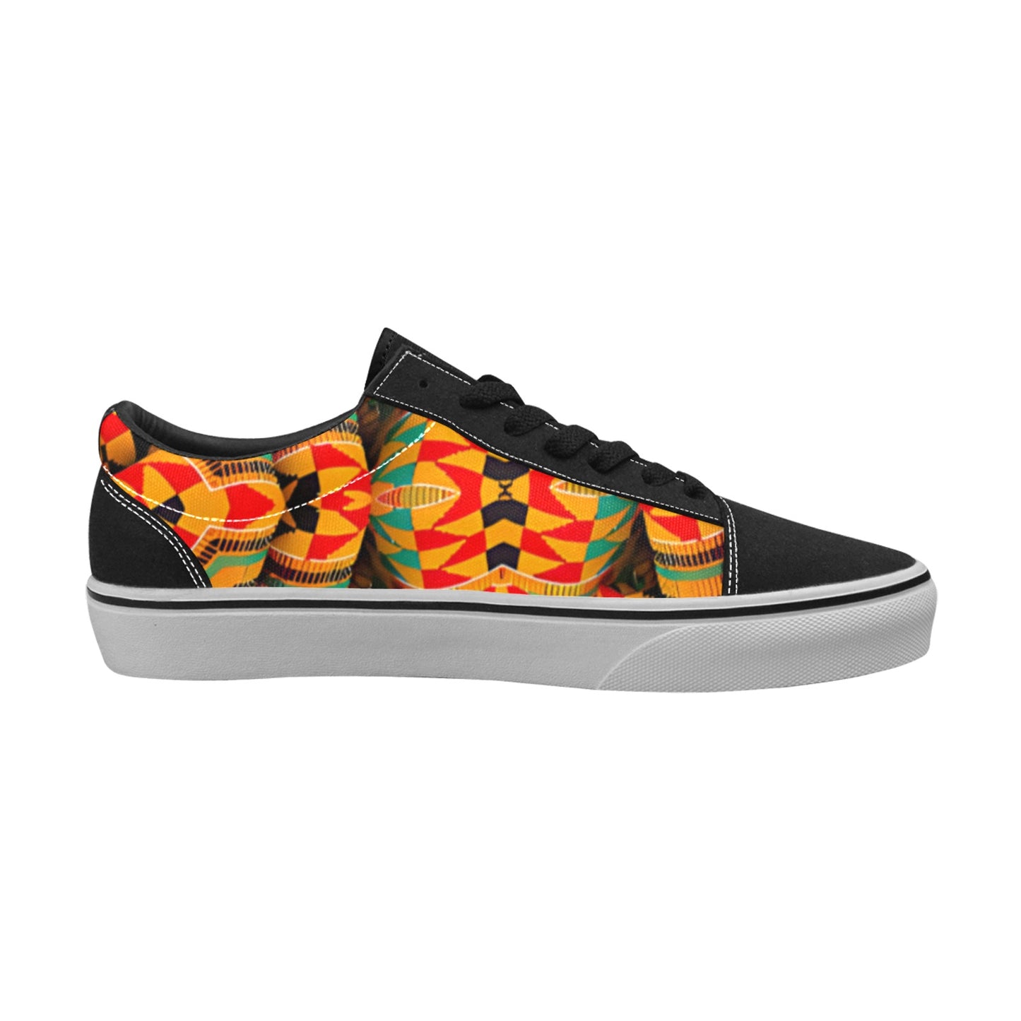 Men's Vibrant African Kente-Inspired Pattern All-Over Print Low Top Skateboarding Shoes