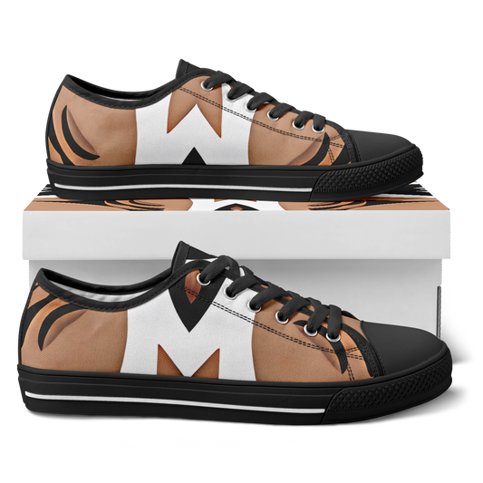 Men's Bold Brown, Black & White Geometric Pattern Design All-Over Print Urban Peak Low Shoes