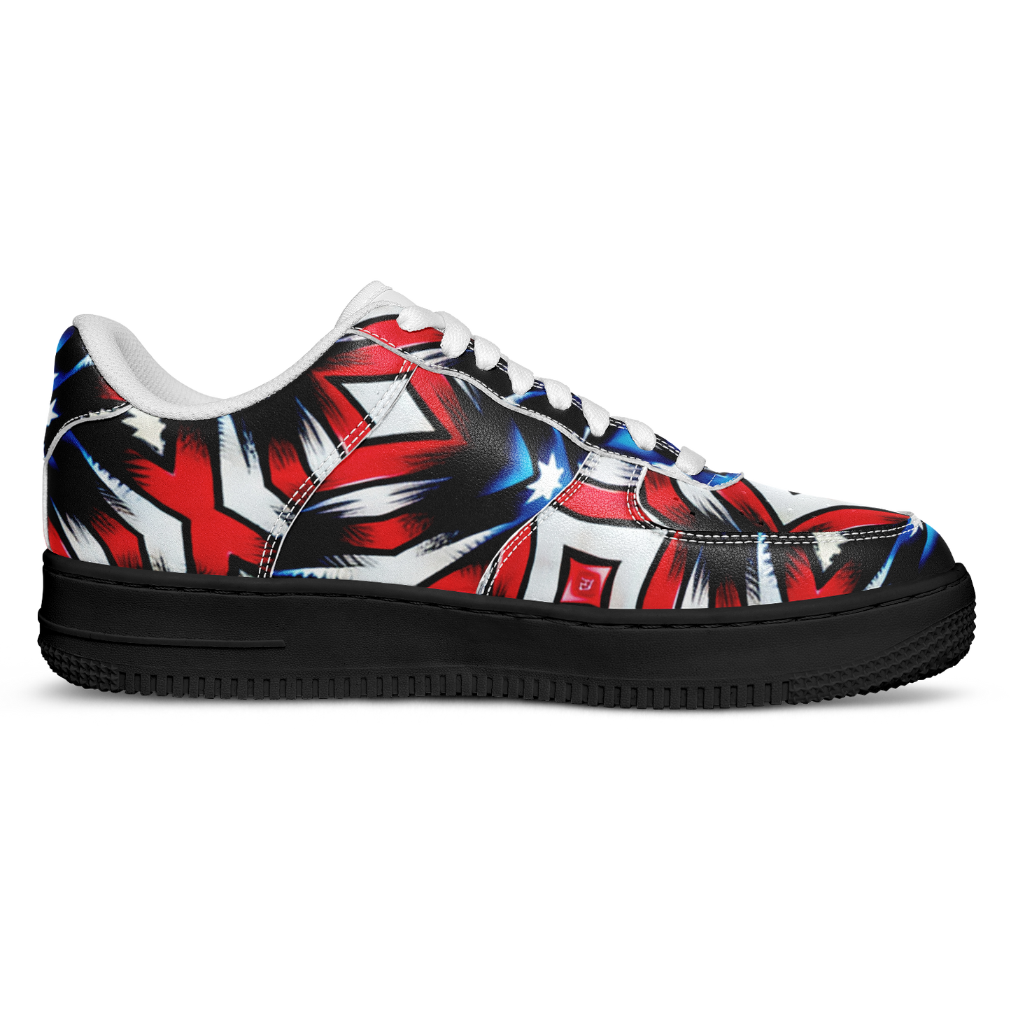 Men's Red White Blue Geometric Pattern All-Over Print Core Low Shoes