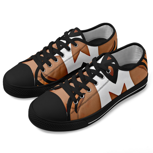 Men's Bold Brown, Black & White Geometric Pattern Design All-Over Print Urban Peak Low Shoes