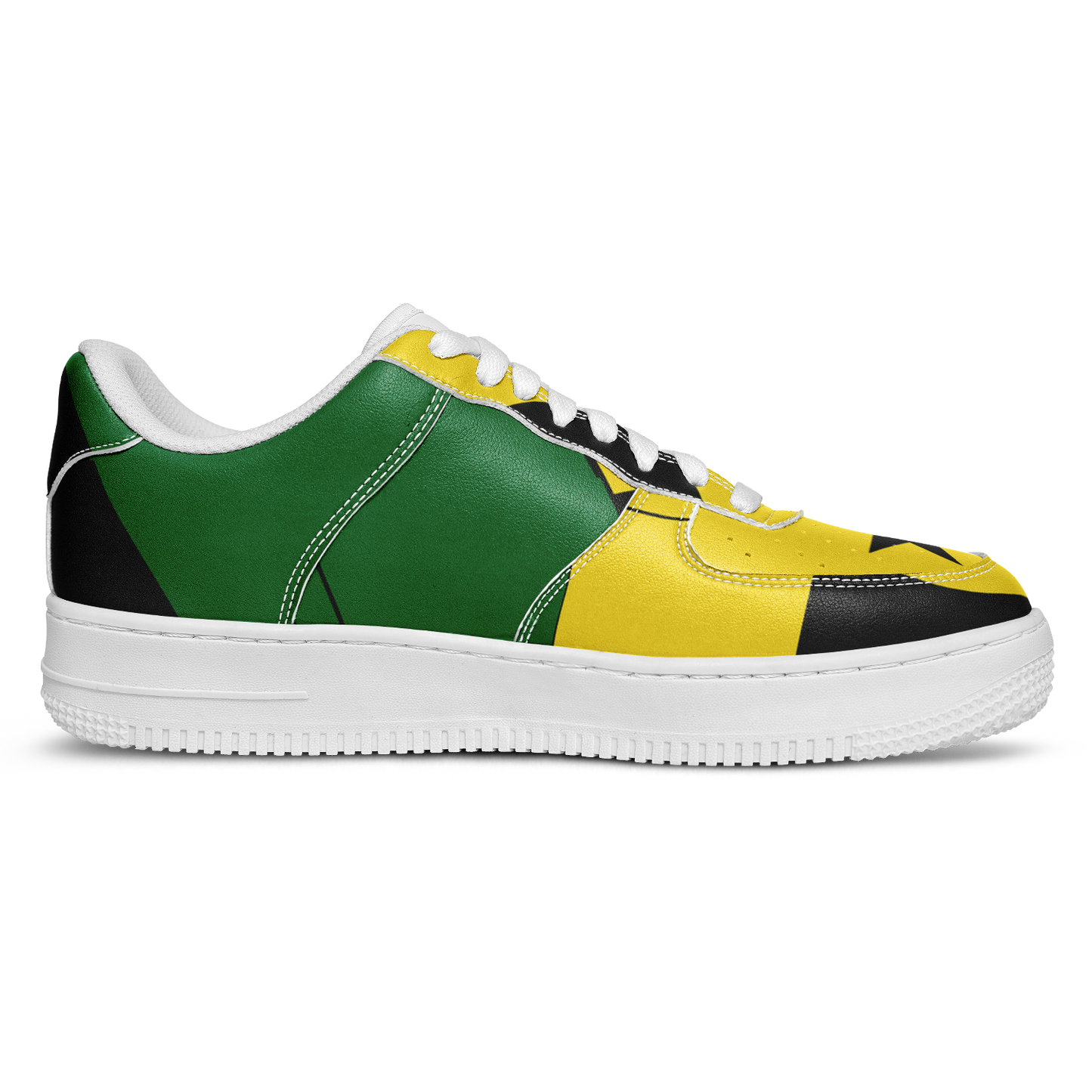 Men's Red Yellow Green and Black Stars Pattern All Over Print Urban Peak High Top Shoes