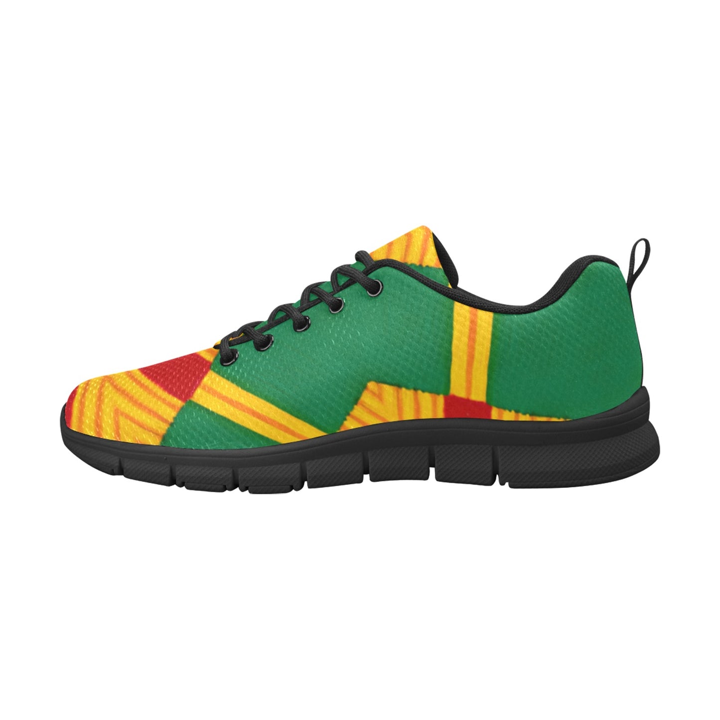 Women Bold Green, Red & Gold African Kente-Inspired Pattern All-Over Print Running Shoes