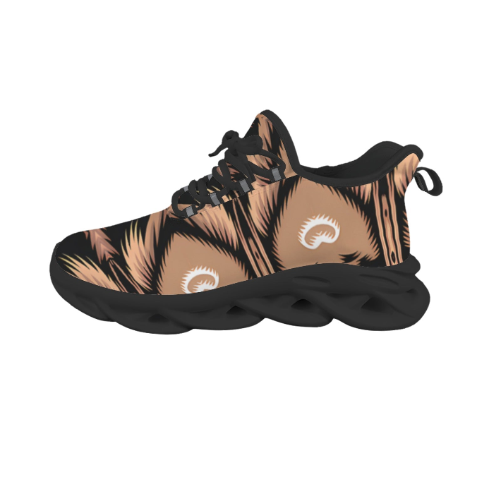 Women's Brown Geometric Pattern All-Over Print Twisted Sole Sneakers