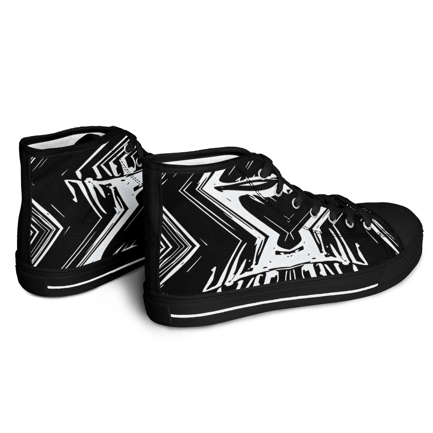 Women's Black & White Kaleidoscope Pattern All Over Print Urban Peak High Top Shoes