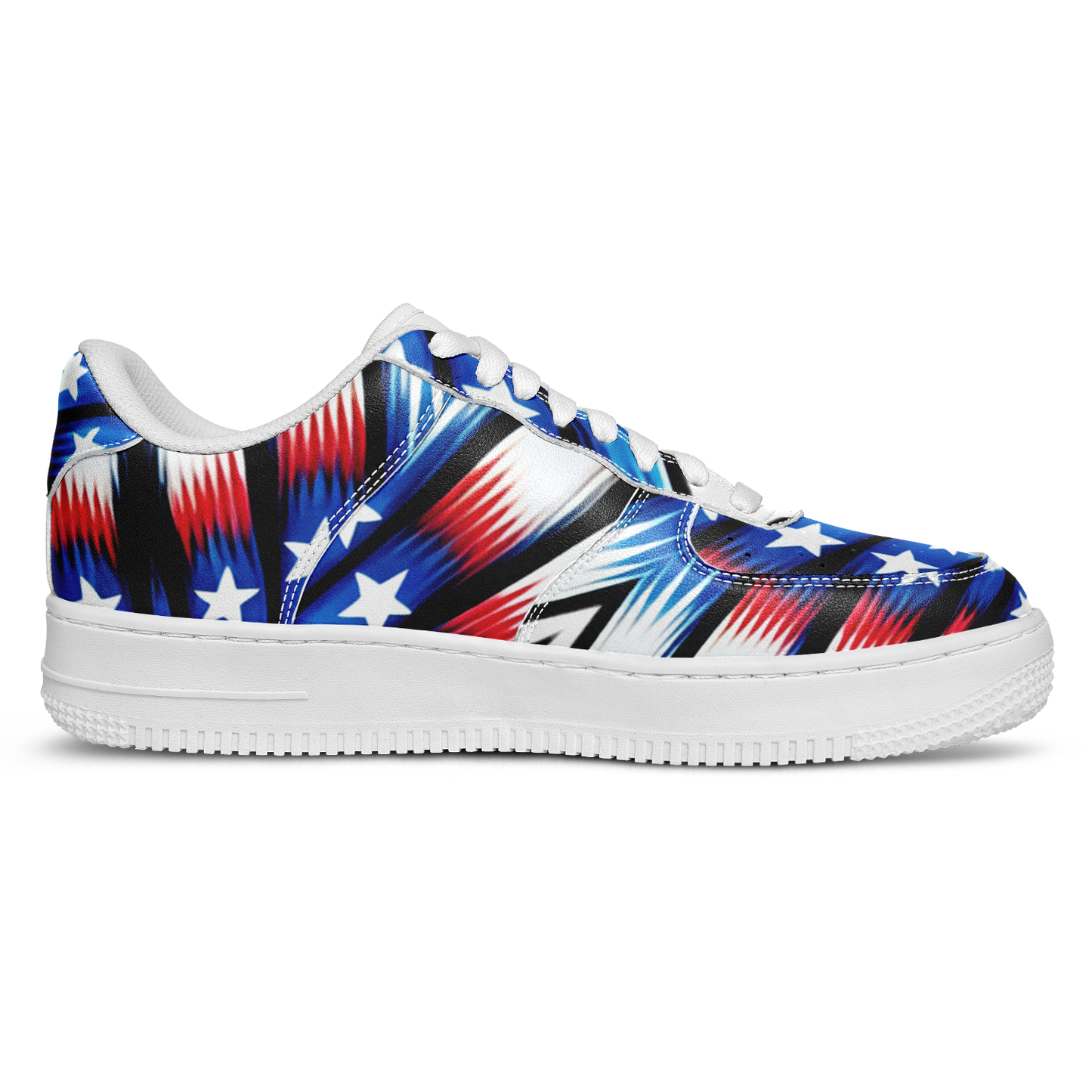Women's Red White Blue Geometric Pattern All-Over Print Core Low Shoes