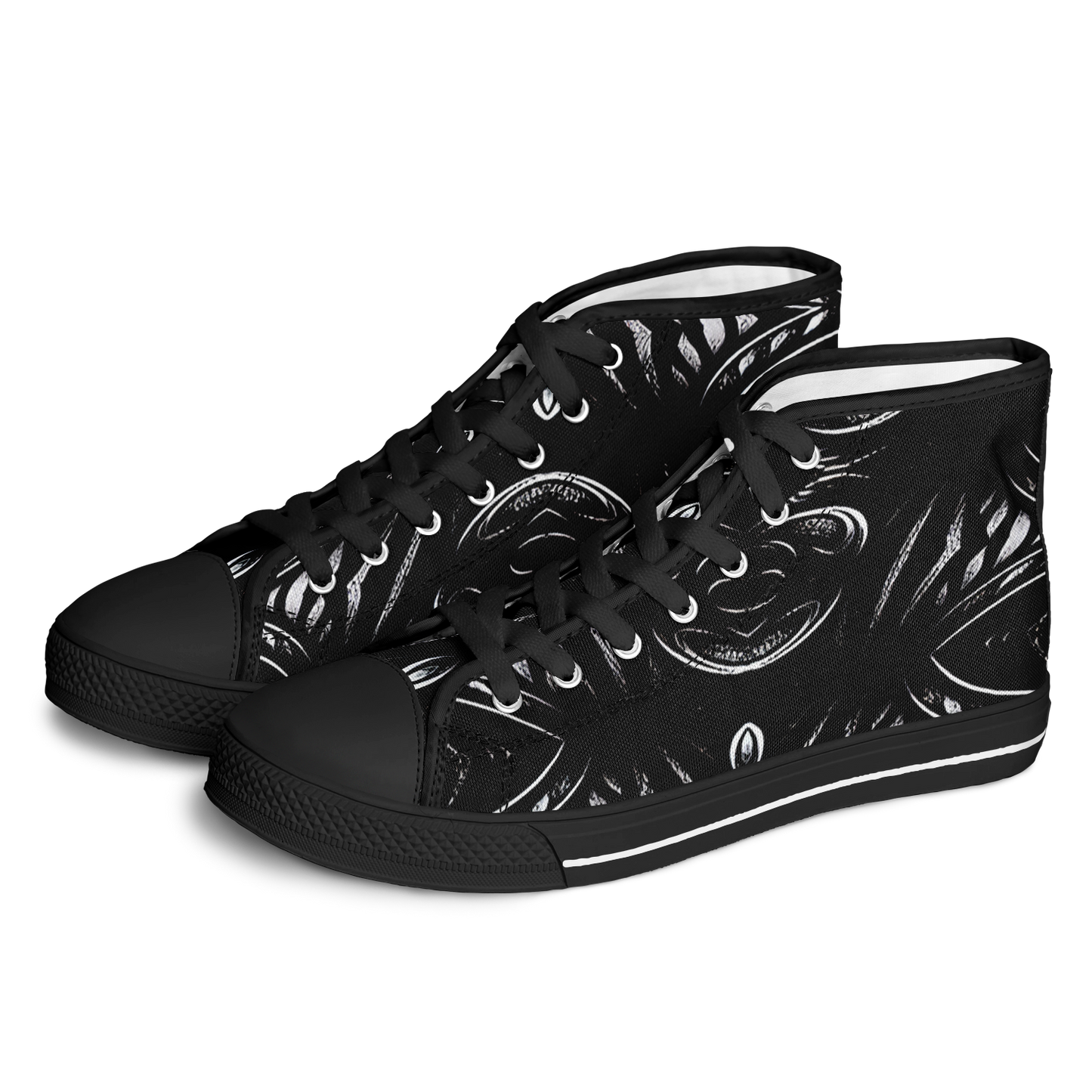 Men's Black & White Geometric All-Over Print Urban Peak High Top Shoes