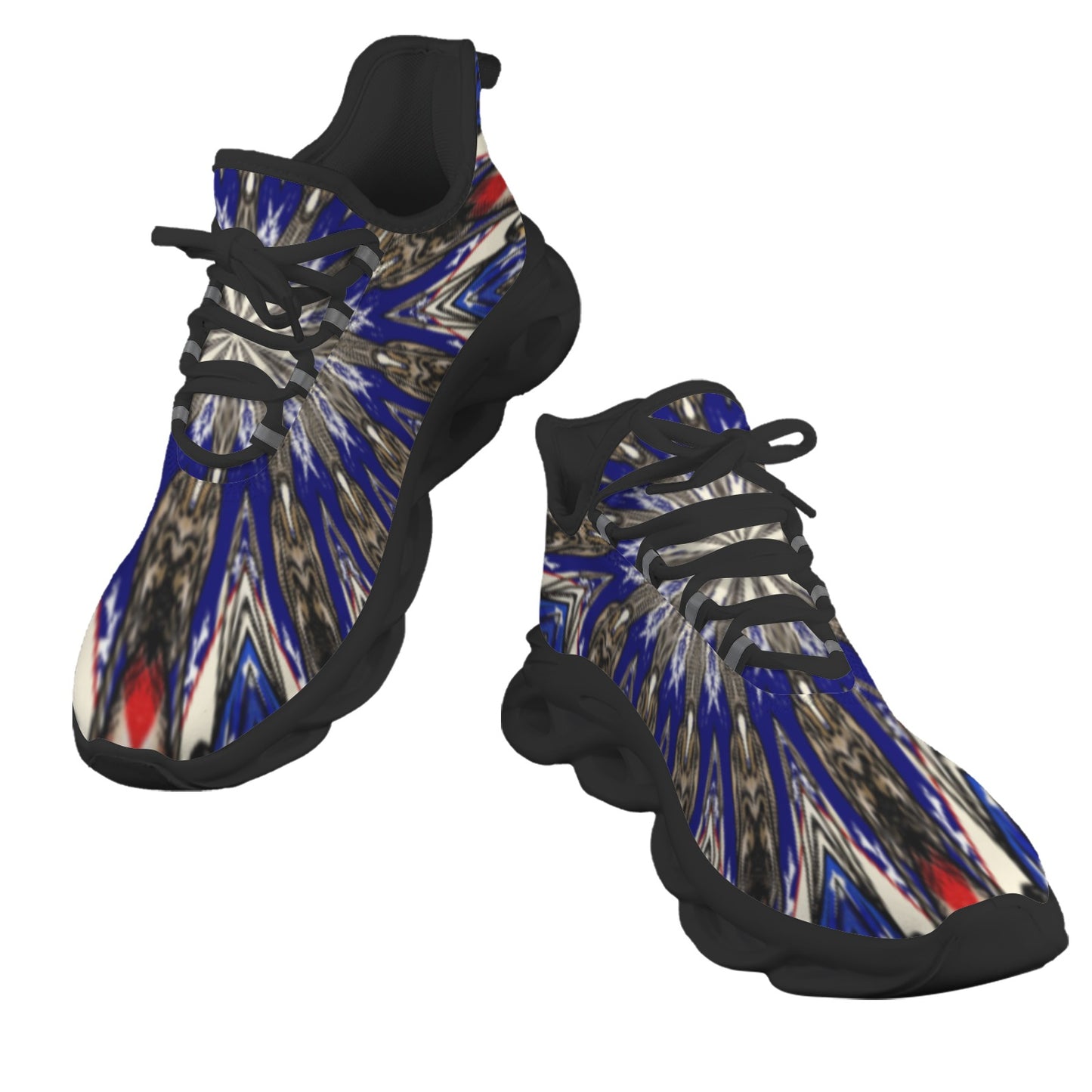 Men's Starburst Patriotic Colors Pattern All-Over-Print Twisted Sole Sneakers