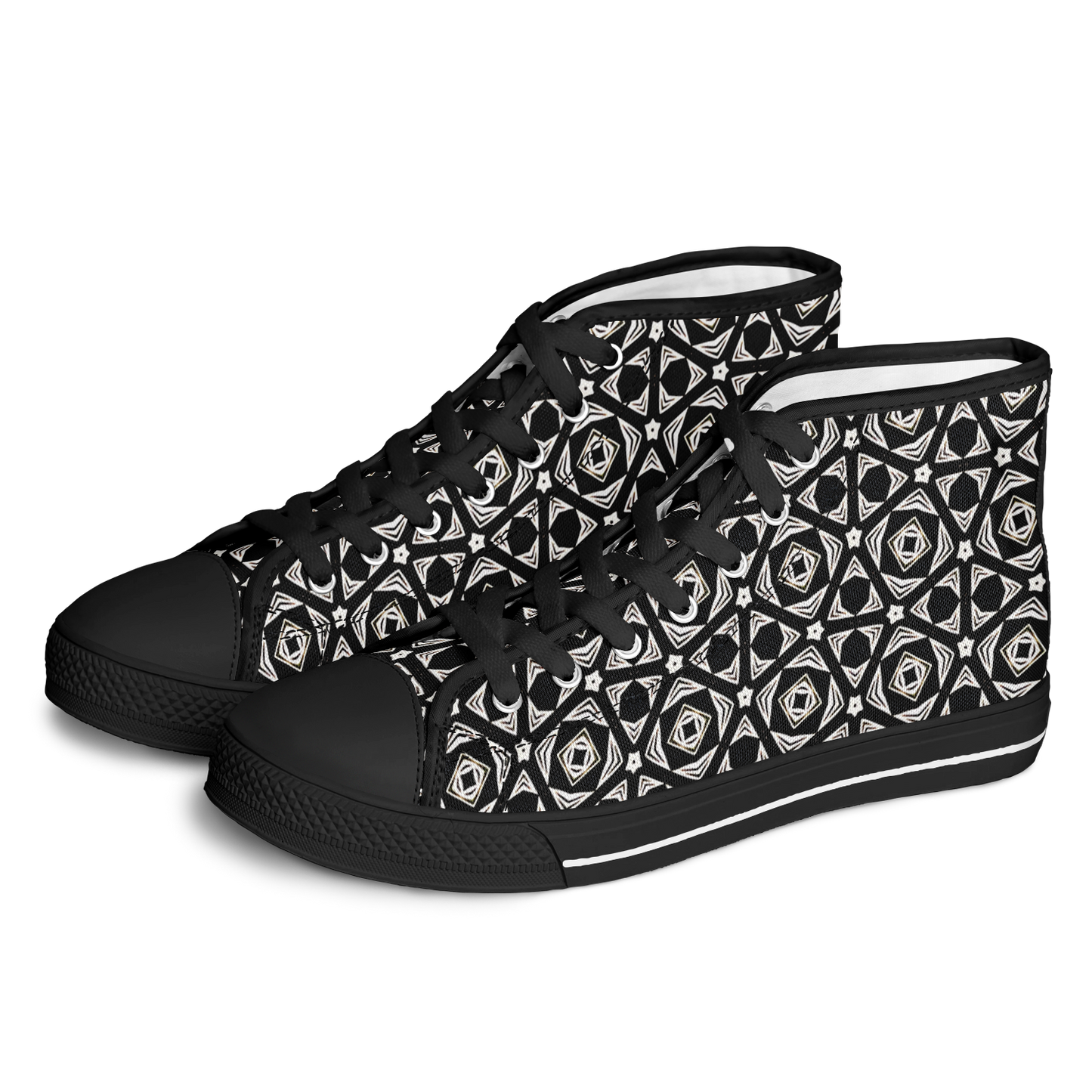 Men's Black Geometric Pattern Urban Peak High Top Shoes