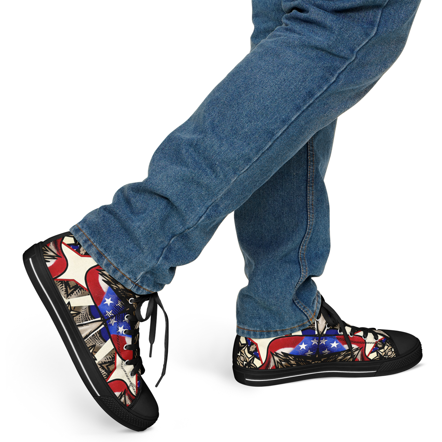 Men's Patriotic Stars & Cross Kaleidoscope Pattern All-Over Print Urban Peak High Top Shoes