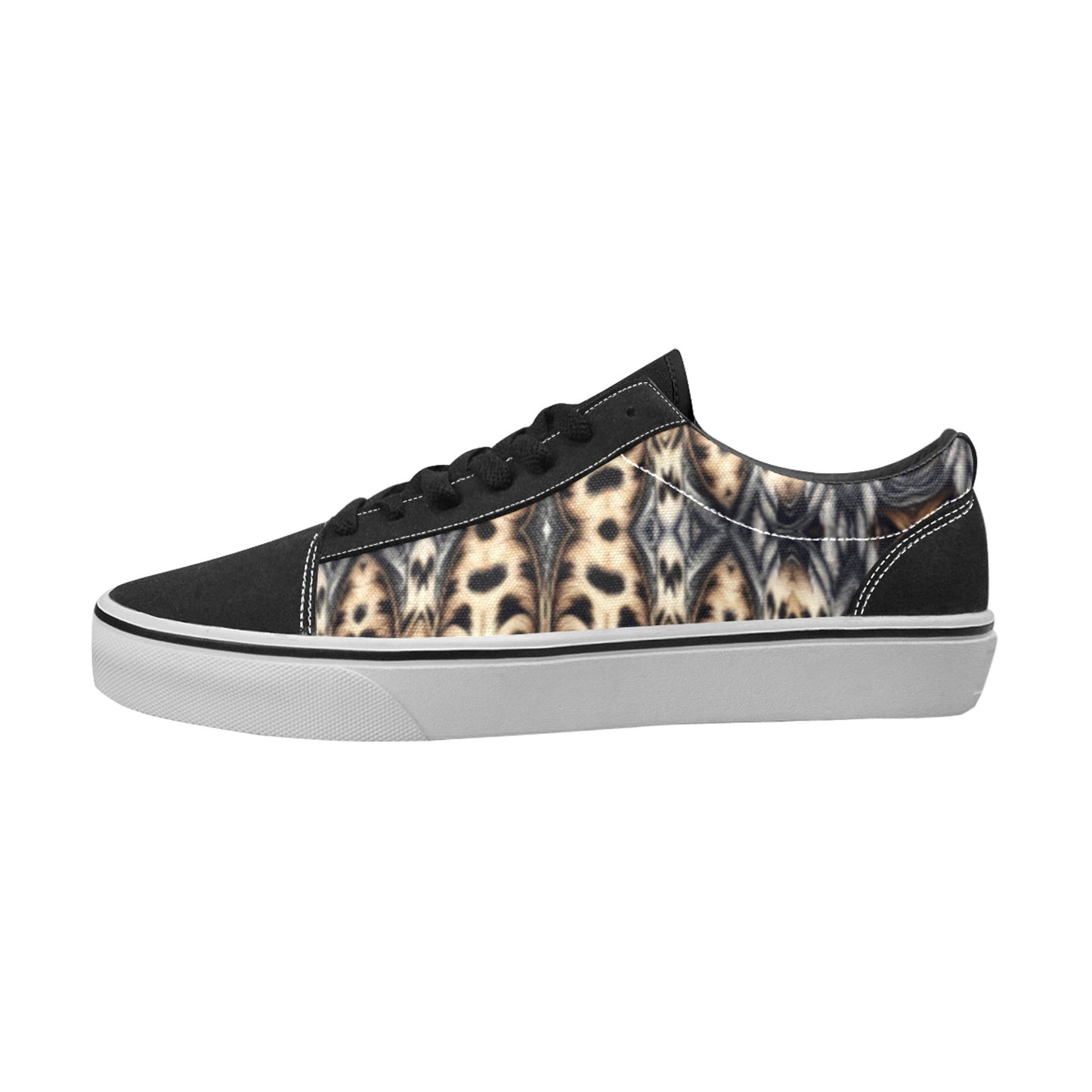 Men's Leopard Trendy Geometric Pattern All-Over Print Men's Low Top Skateboarding Shoes