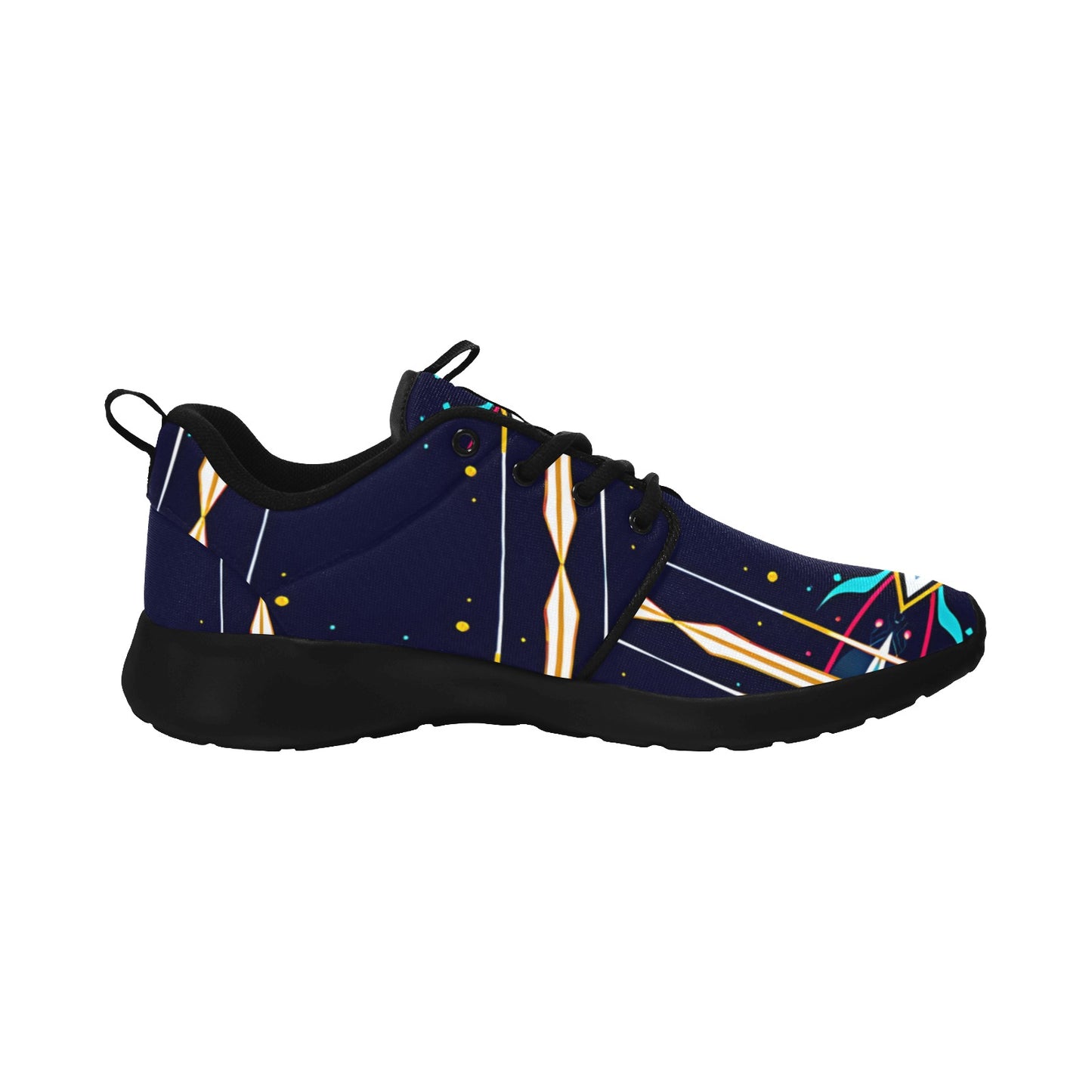 Men's Abstract Neon Geometry Pattern All Over Print Pull Loop Sneakers