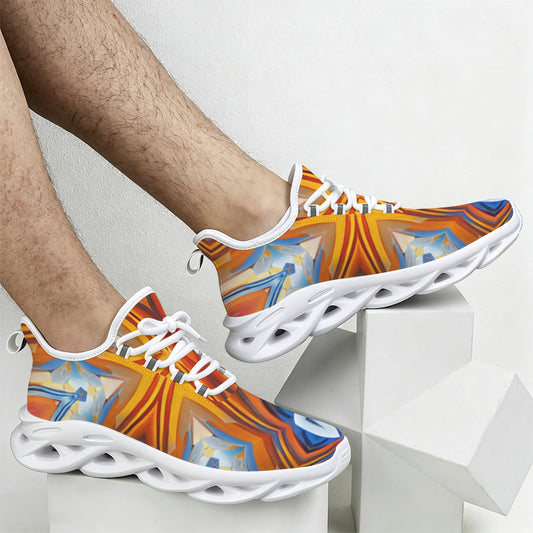 Men's Abstract Flame Kaleidoscope Pattern All Over Print All Over Print Twisted Sole Sneakers