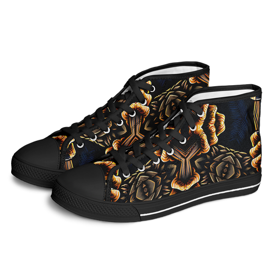 Men's Geometric Gold & Black Pattern Urban Peak High Top Shoes