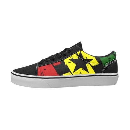 Men's Red Yellow Green and Black Stars Men's Low Top Skateboarding Shoes
