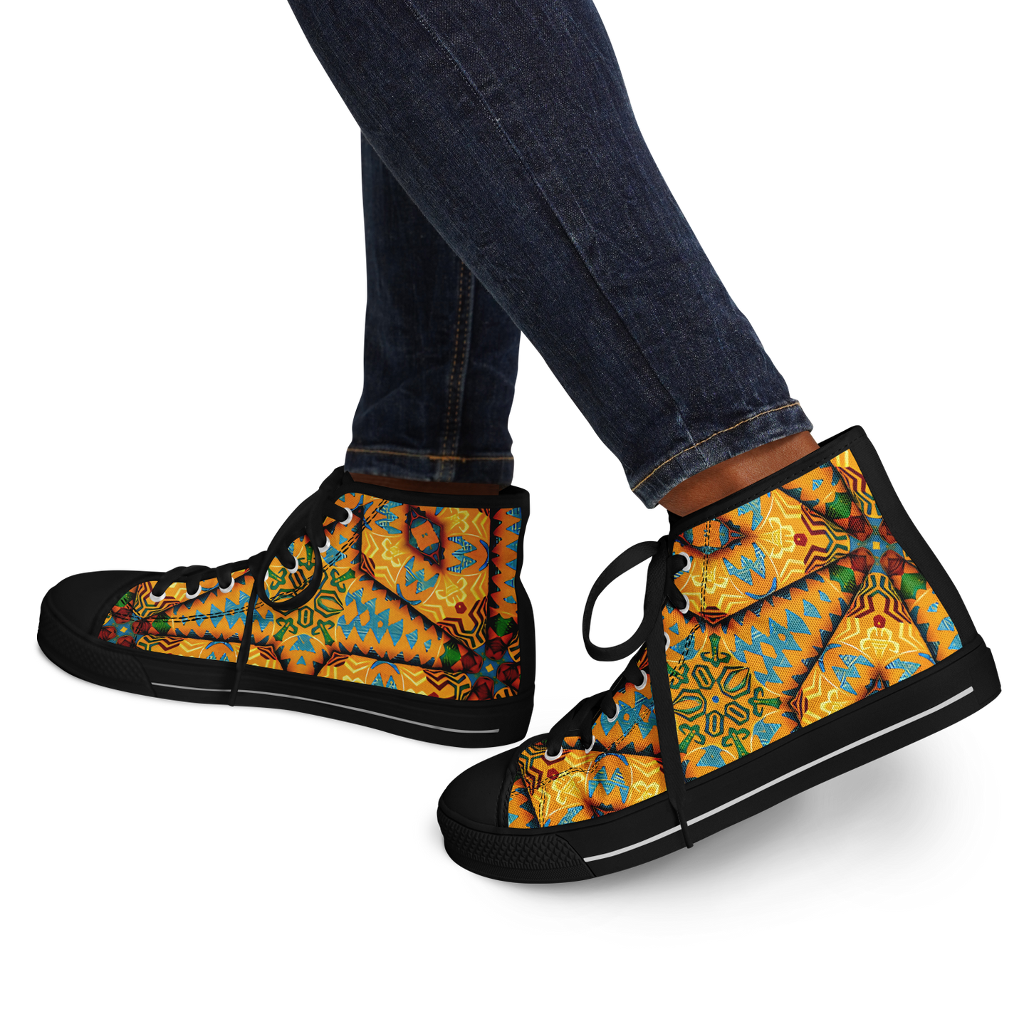 Women's Golden Geometric Mosaic Pattern Urban Peak High Top Shoes