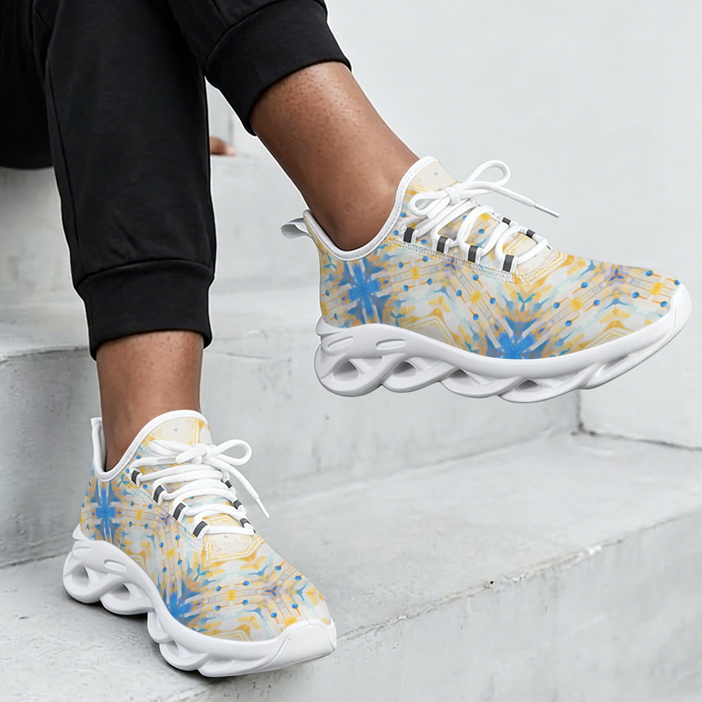 Women's Kaleidoscope Sunburst Pattern All-Over Print Twisted Sole Sneakers