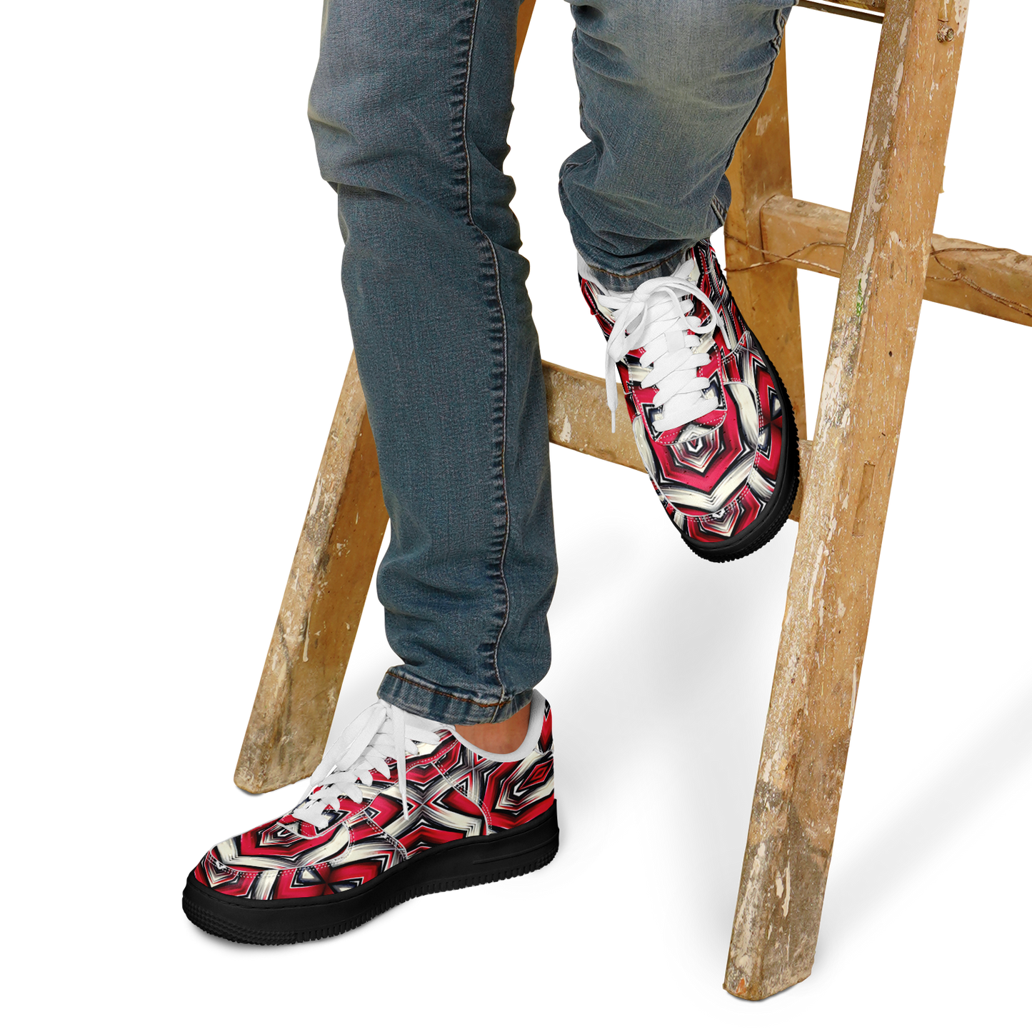 Men's Red Geometric Kaleidoscope Core Low Shoes